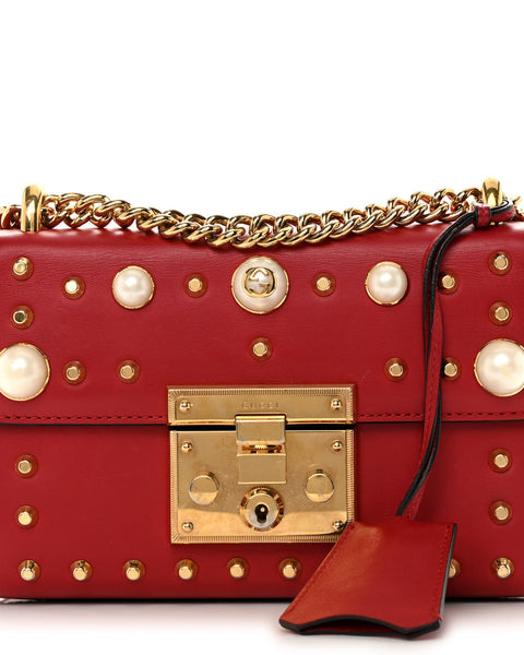 Gucci Pearly Padlock Studded Shoulder Bag - Clairely Amazing