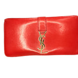 Saint Laurent Red Leather Monogram Zip Around Wallet - Clairely Amazing