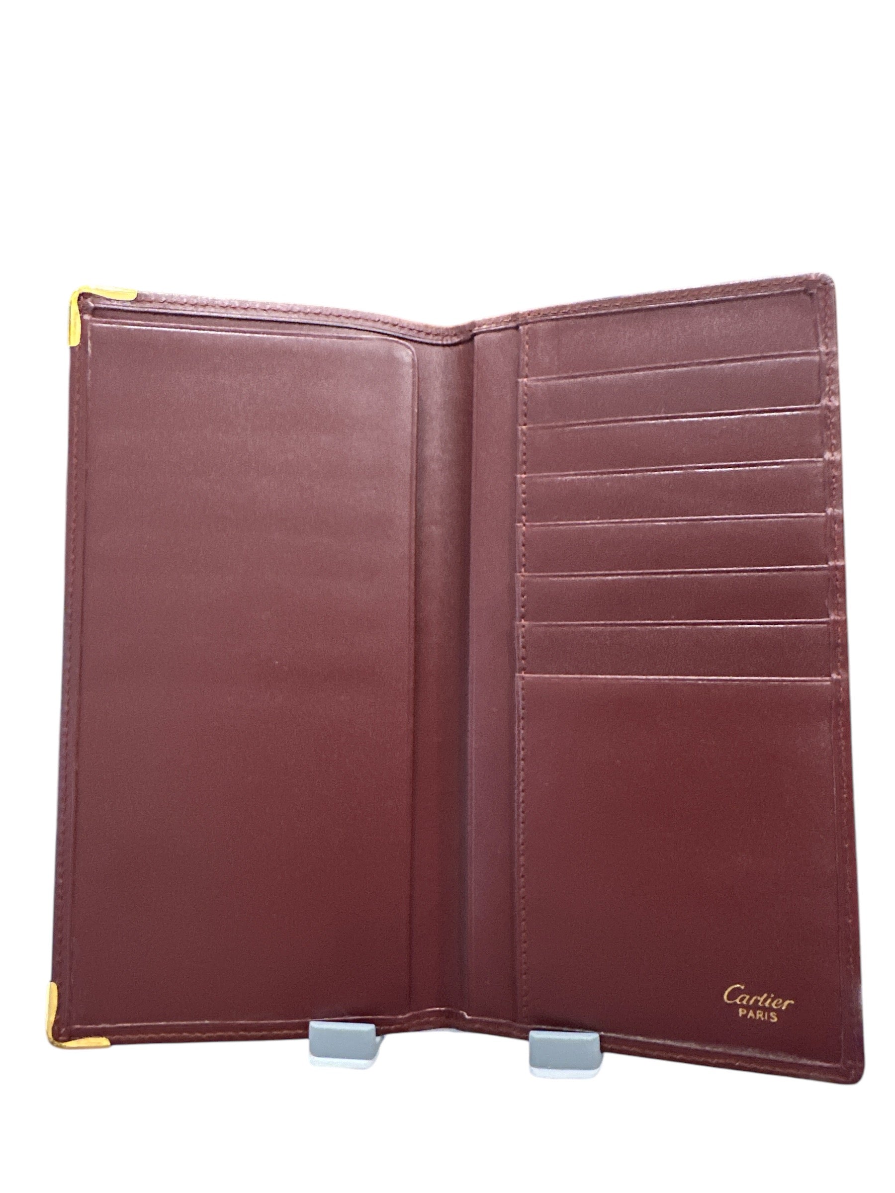 Cartier Long Wallet Mastline Red Gold leather Woman unisex Authentic Used - Clairely Amazing