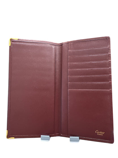 Cartier Long Wallet Mastline Red Gold leather Woman unisex Authentic Used - Clairely Amazing