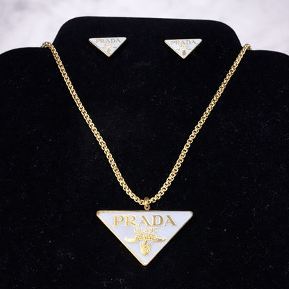 Triangle Logo Pendant Necklace & Stud Earrings Set