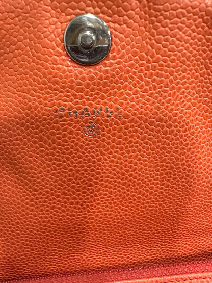Chanel CORAL Caviar Leather Half Moon Wallet On Chain - Clairely Amazing