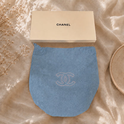 Chanel Beauty GWP Denim Drawstring Bucket Cosmetic Pouch with Box | Blue Makeup Travel Bag