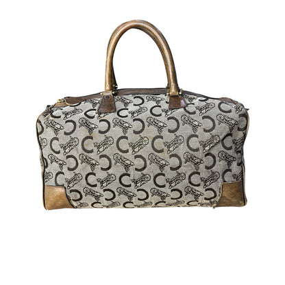CELINE C Sulky Boston Bag Canvas Brown