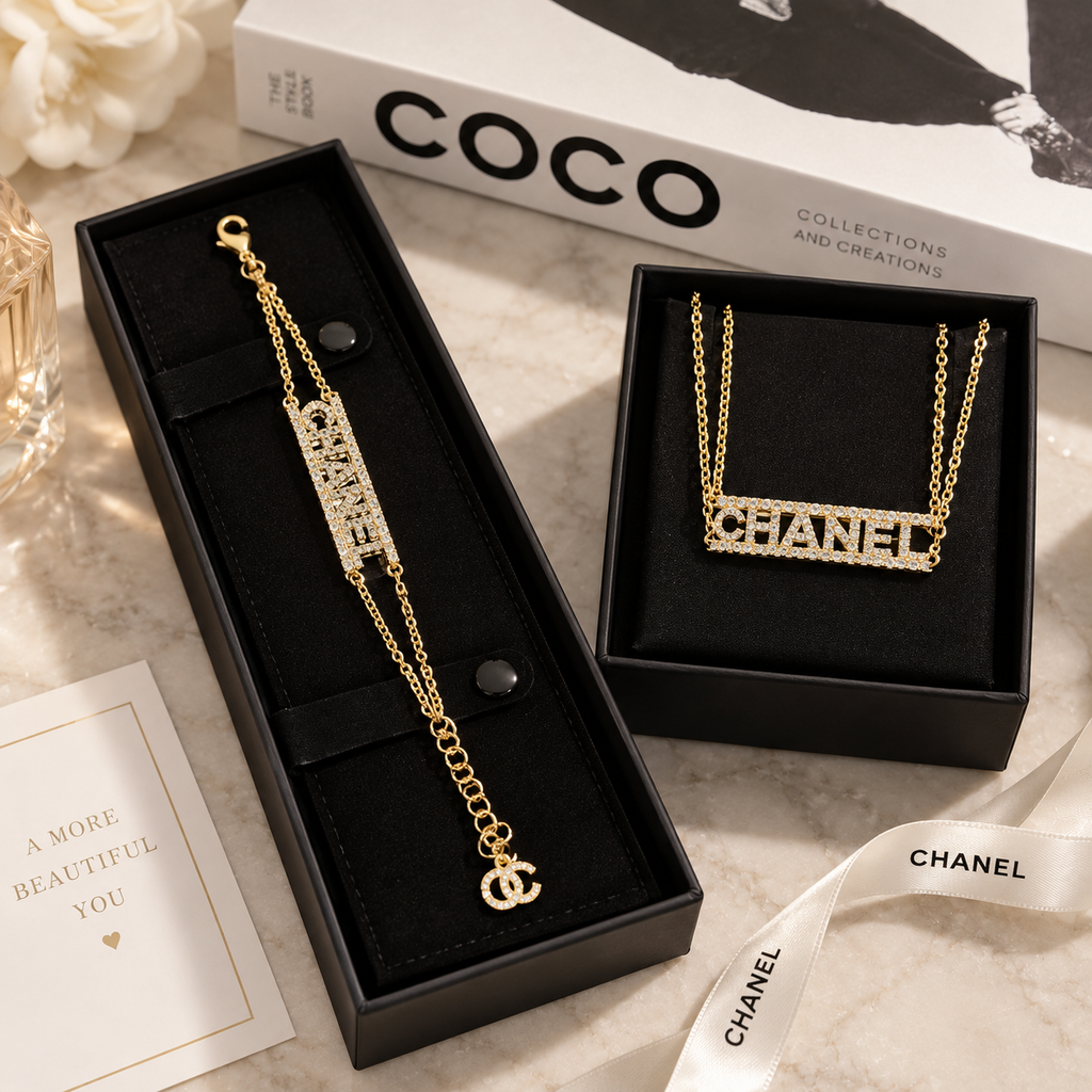 👑 Gold-Tone Zircon-Accented Double Chain Statement Jewelry – Necklace or Bracelet