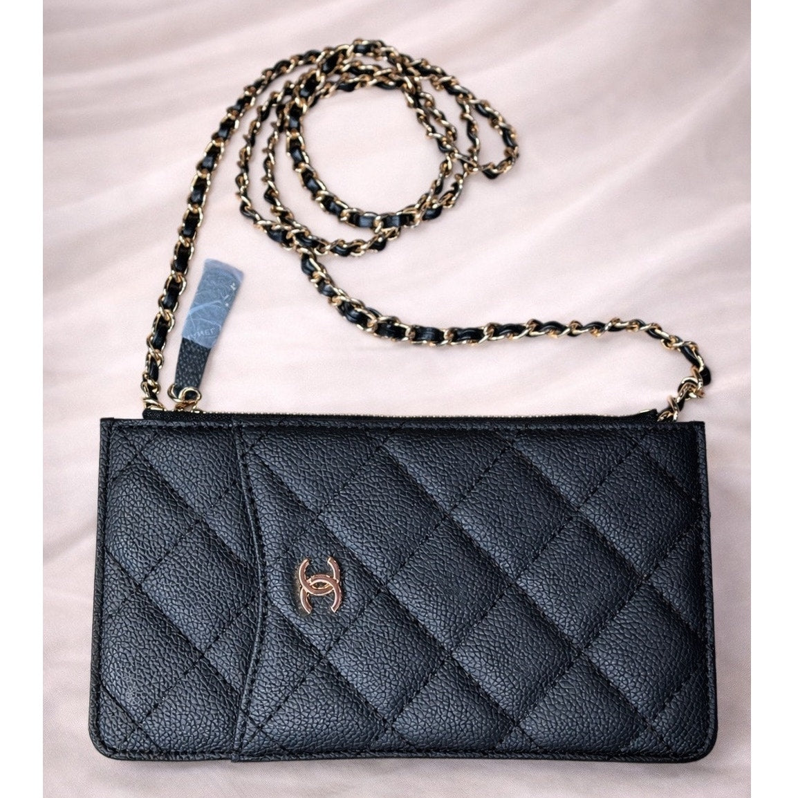 Chanel Beaute black zippered wallet/cardholder pouch