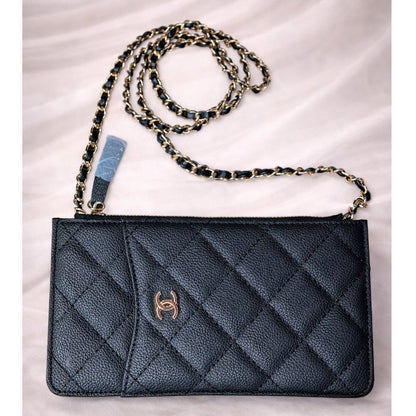 Chanel Beaute black zippered wallet/cardholder pouch