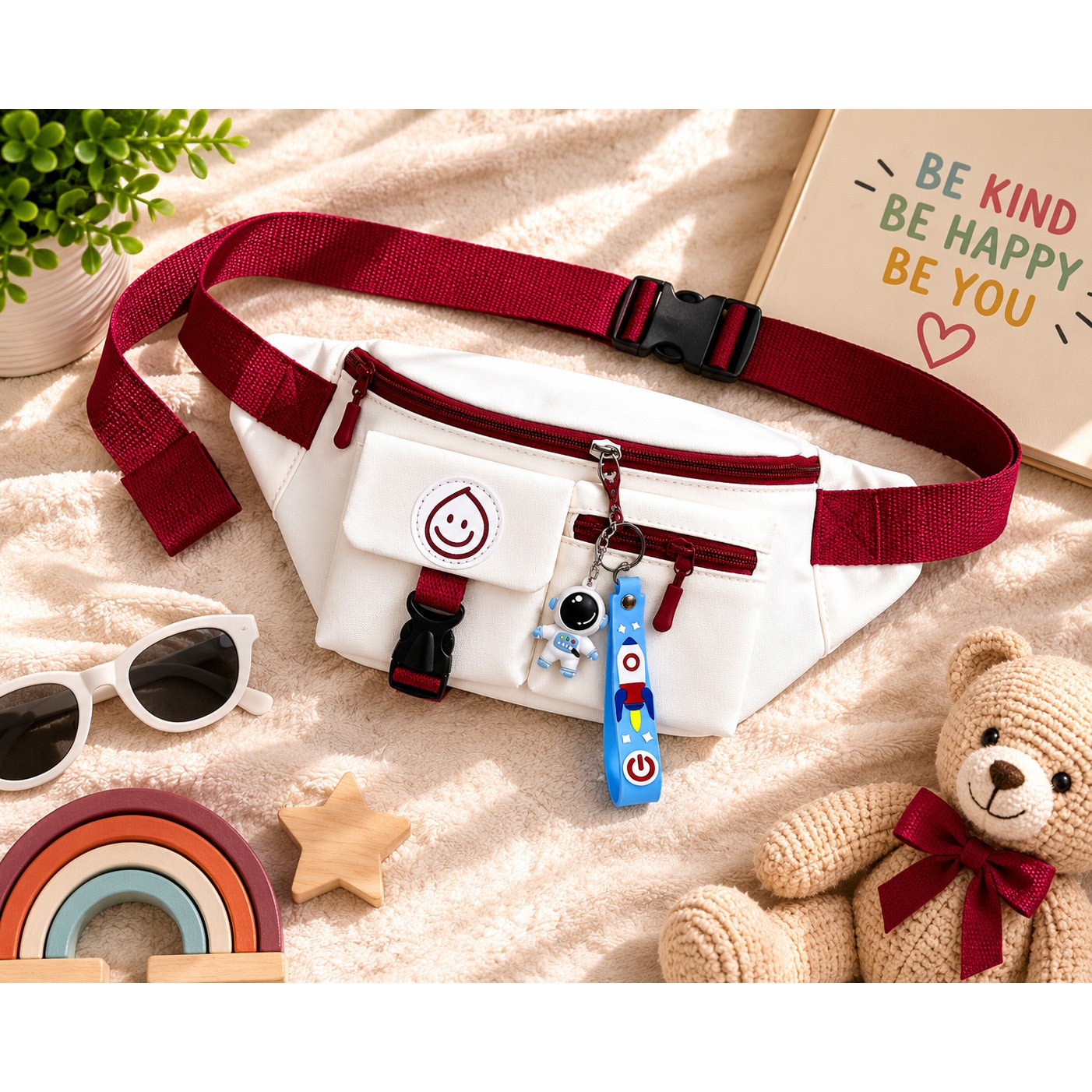 Giggle Scape™ Kids Fanny Pack | Adjustable Waist Bag with Cute Charm & Multiple Pockets