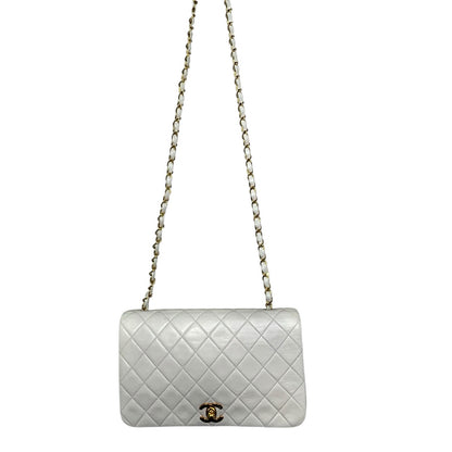 Chanel White Classic Medium Full Flap Bag