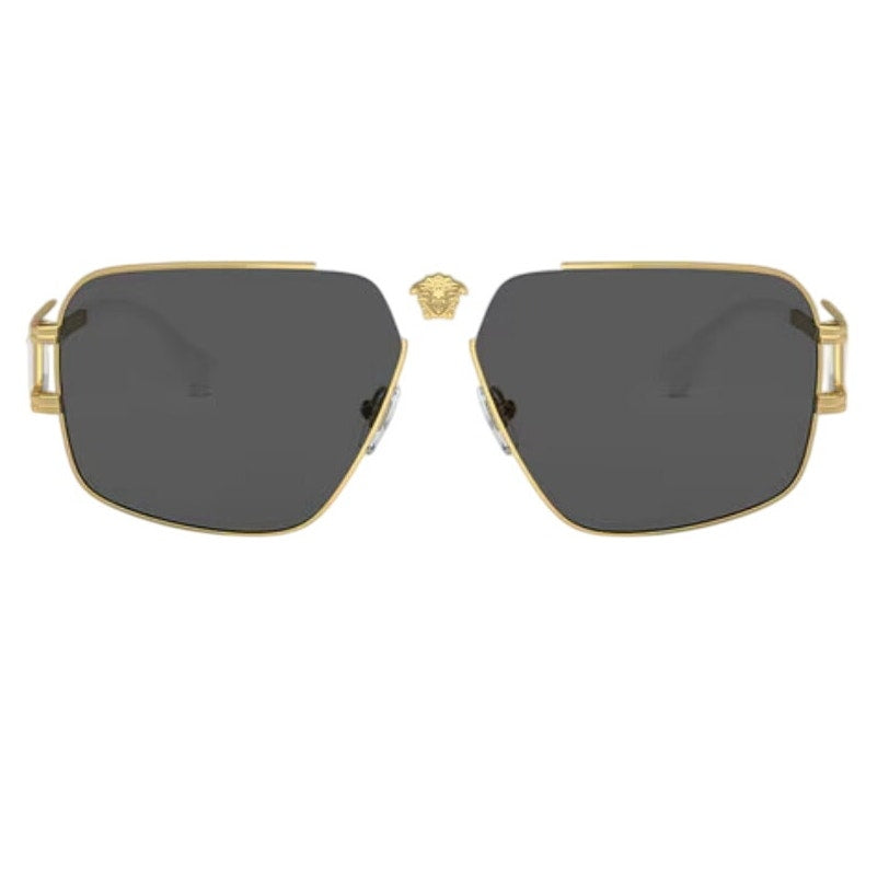 VERSACE Medusa NAVIGATOR Gold Stud White Aviator Unisex Sunglasses VE2251 2251
