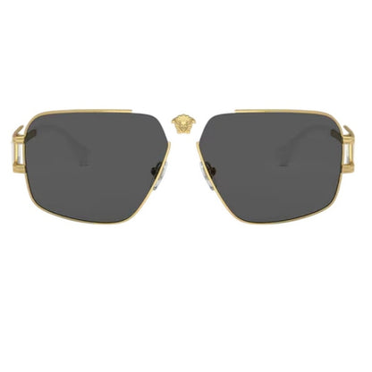 VERSACE Medusa NAVIGATOR Gold Stud White Aviator Unisex Sunglasses VE2251 2251