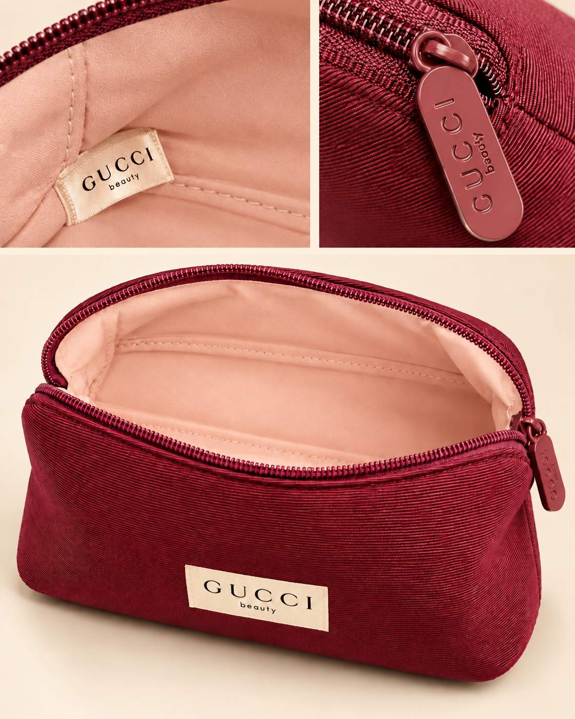 Burgundy Textured Beauty Pouch – GWP Item