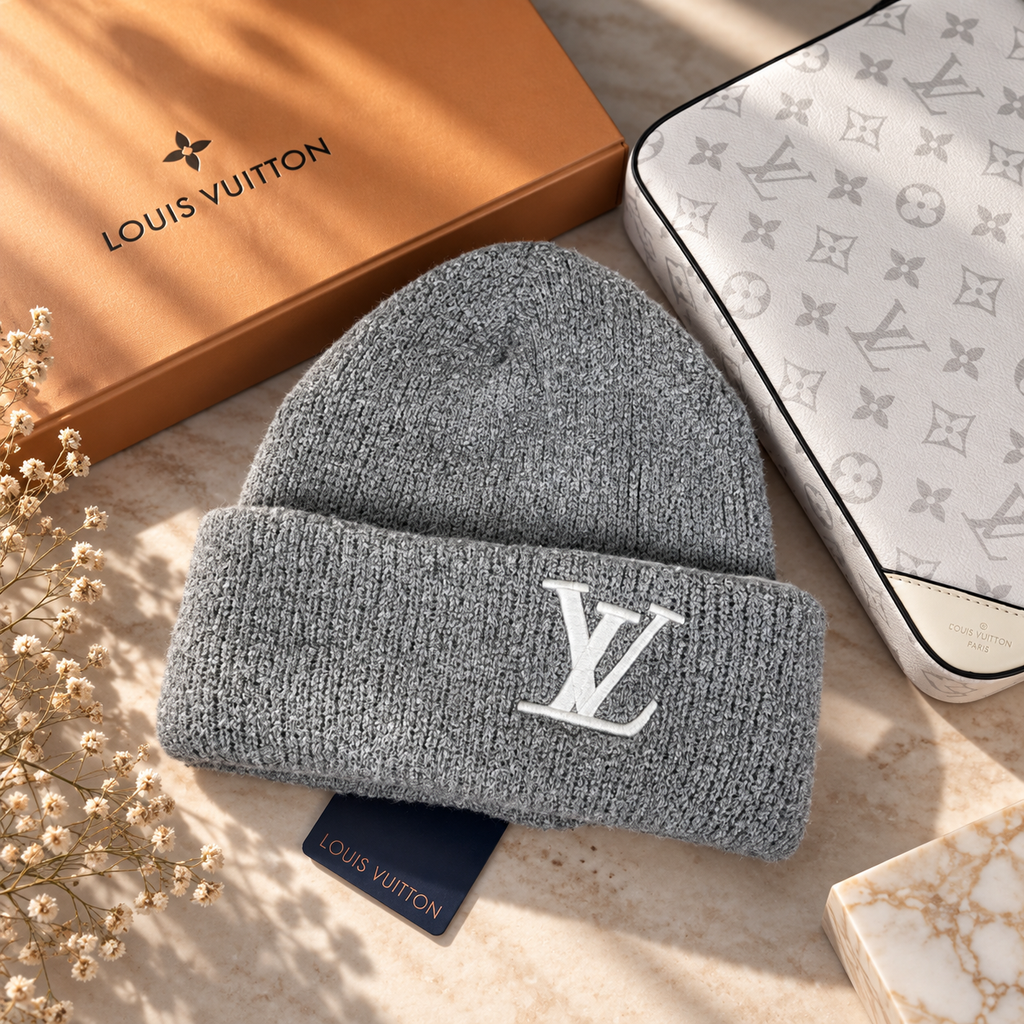 GWP Reversible Wool Knit Beanie – Gray & Checkered