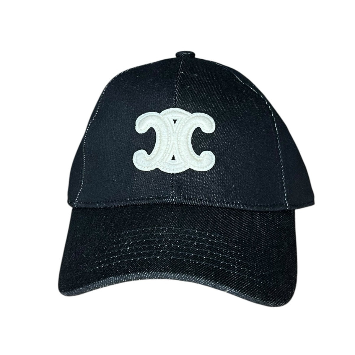 Celine Luxe-Inspired Black Denim Monogram Cap