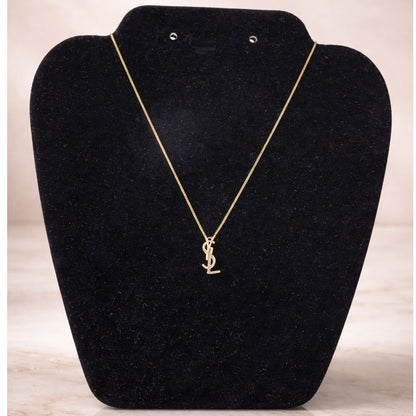 Minimal Letter Pendant Necklace – Gold Tone Slim Chain