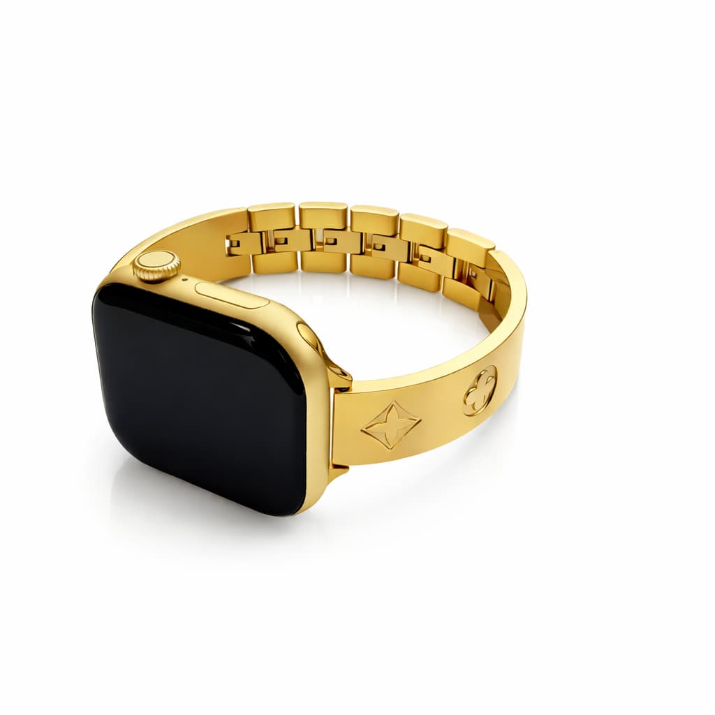 Gold Clover Luxe Fashion Smart Watch Band – Polished Cuff Edition