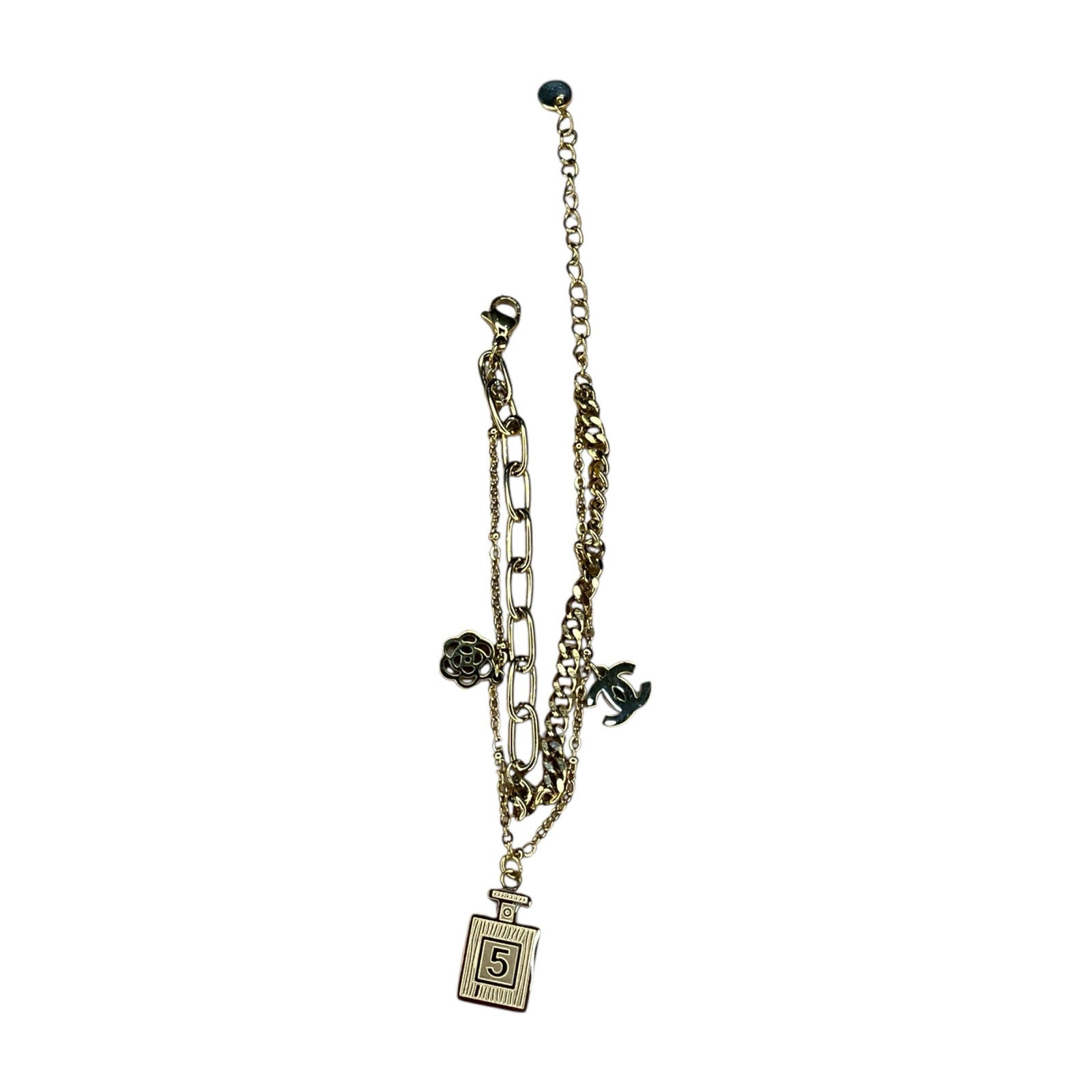 Layered Gold Tone Charm Chain Bracelet