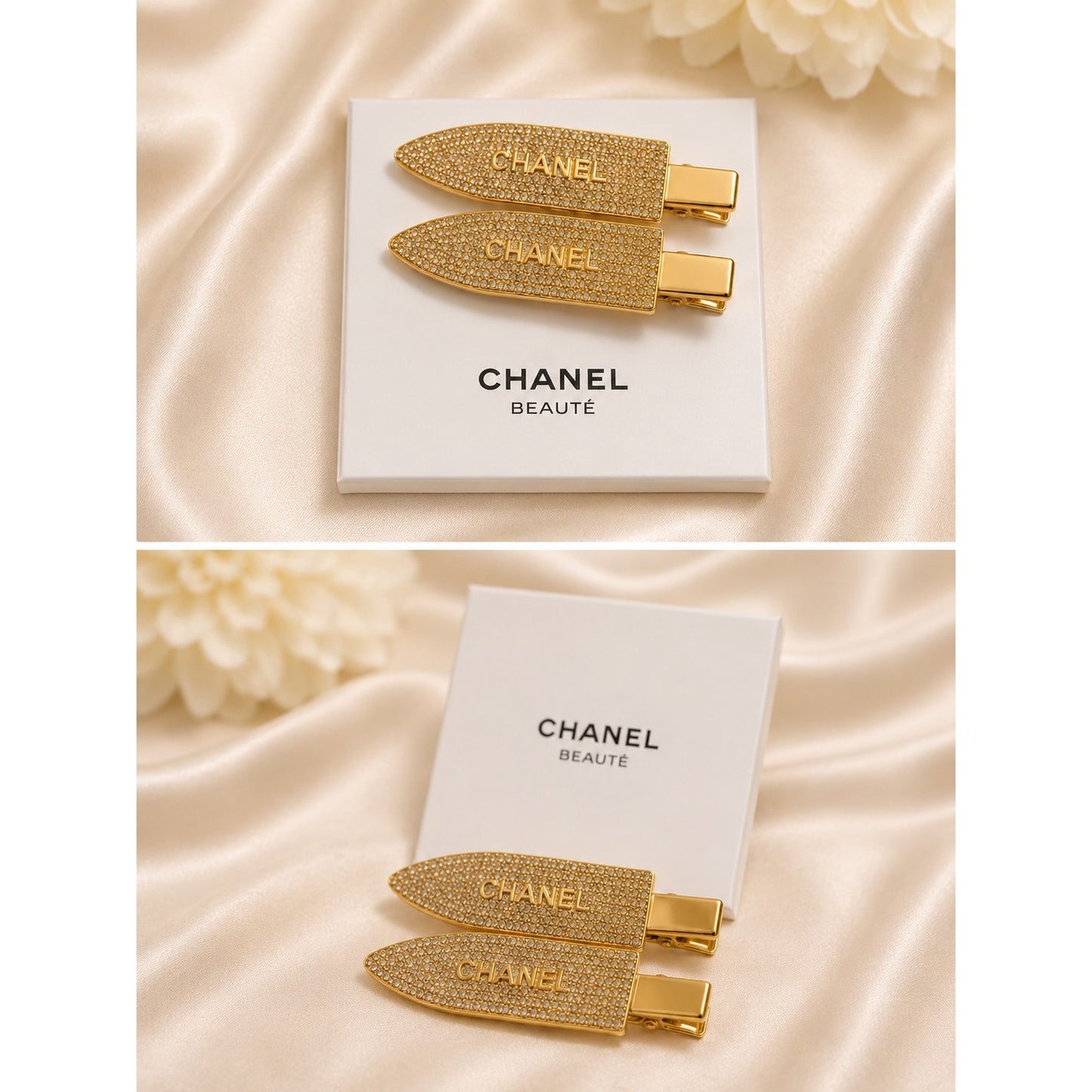 Chanel Beauté GWP Rhinestone Hair Clip Set – Gold or Silver