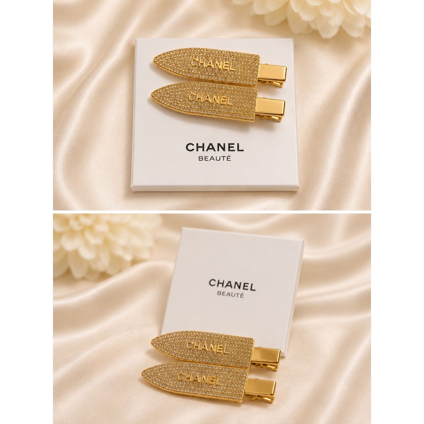Chanel Beauté GWP Rhinestone Hair Clip Set – Gold or Silver