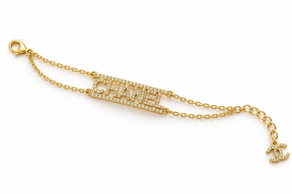 👑 Gold-Tone Zircon-Accented Double Chain Statement Jewelry – Necklace or Bracelet