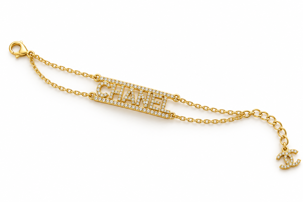 👑 Gold-Tone Zircon-Accented Double Chain Statement Jewelry – Necklace or Bracelet