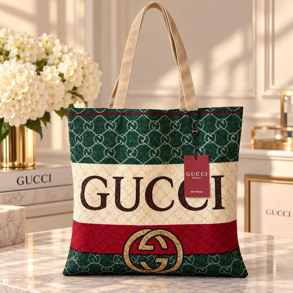 Gucci Beauty GWP Green, Red & Cream Monogram Shoulder Tote Bag
