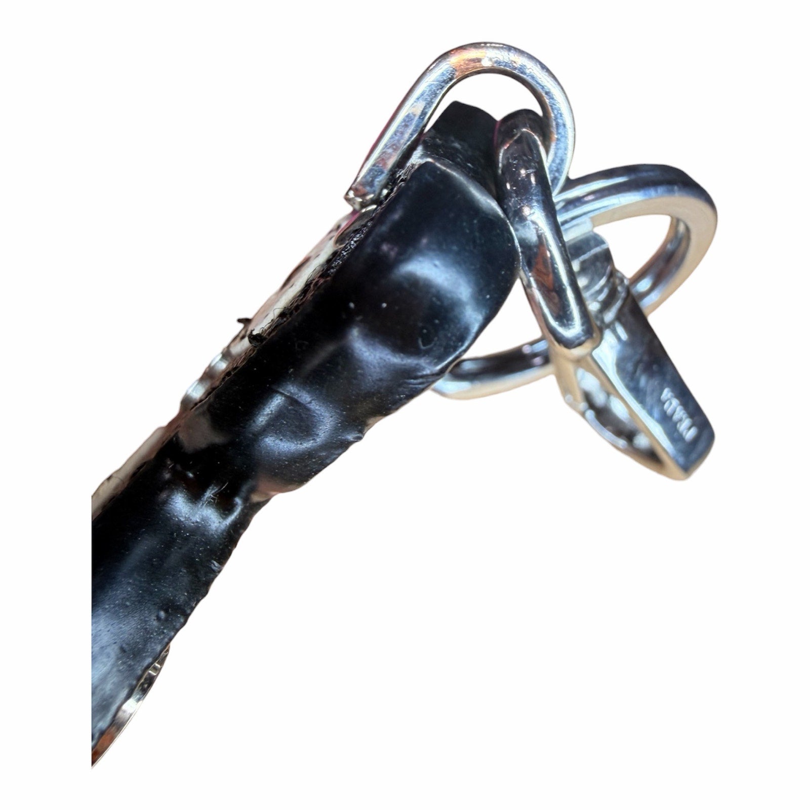 Authentic Prada Saffiano Leather Teddy Bear Bag Charm / Key Ring – Black & White