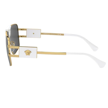 VERSACE Medusa NAVIGATOR Gold Stud White Aviator Unisex Sunglasses VE2251 2251