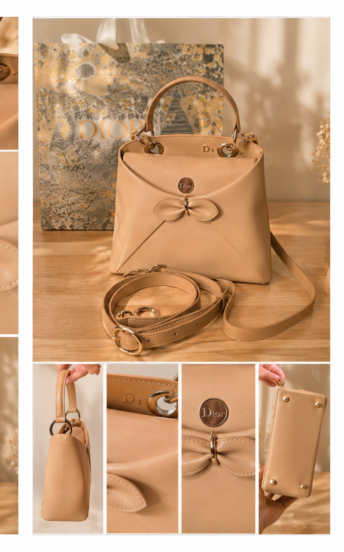 Premium Leather Bow Top Handle Bag | Elegant Designer-Inspired Satchel