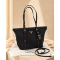 GWP Black Nylon Convertible Shopping Tote with Crossbody Strap