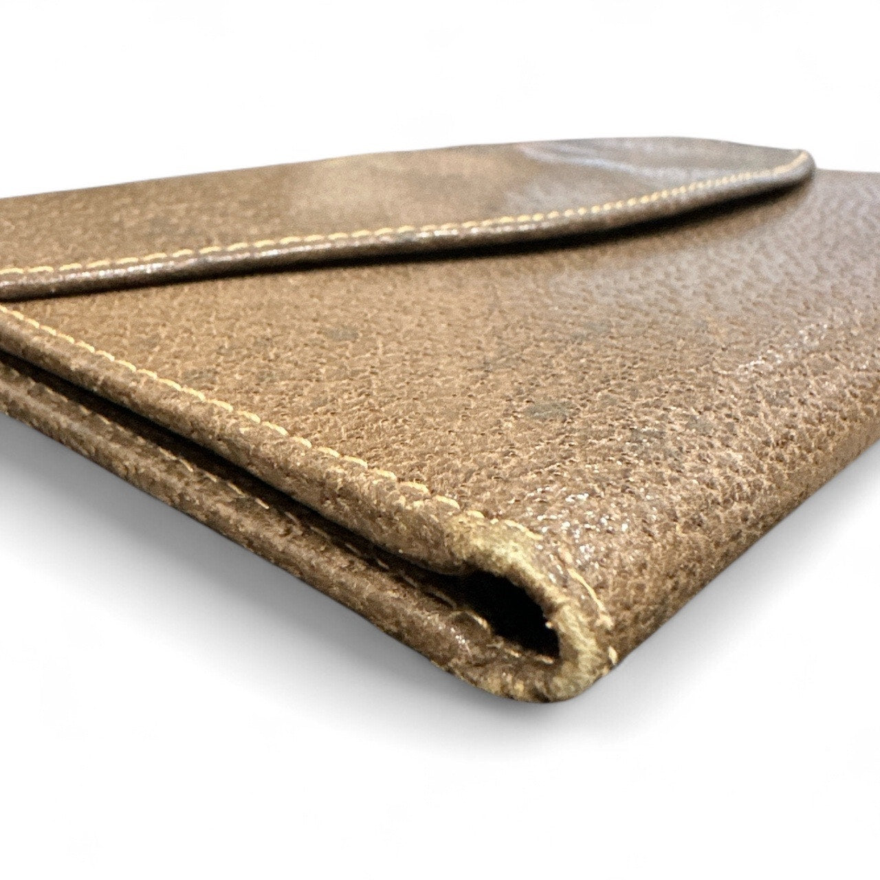 GUCCI Brown Pigskin Leather Checkbook Cover, "G" Red Enamel Clip