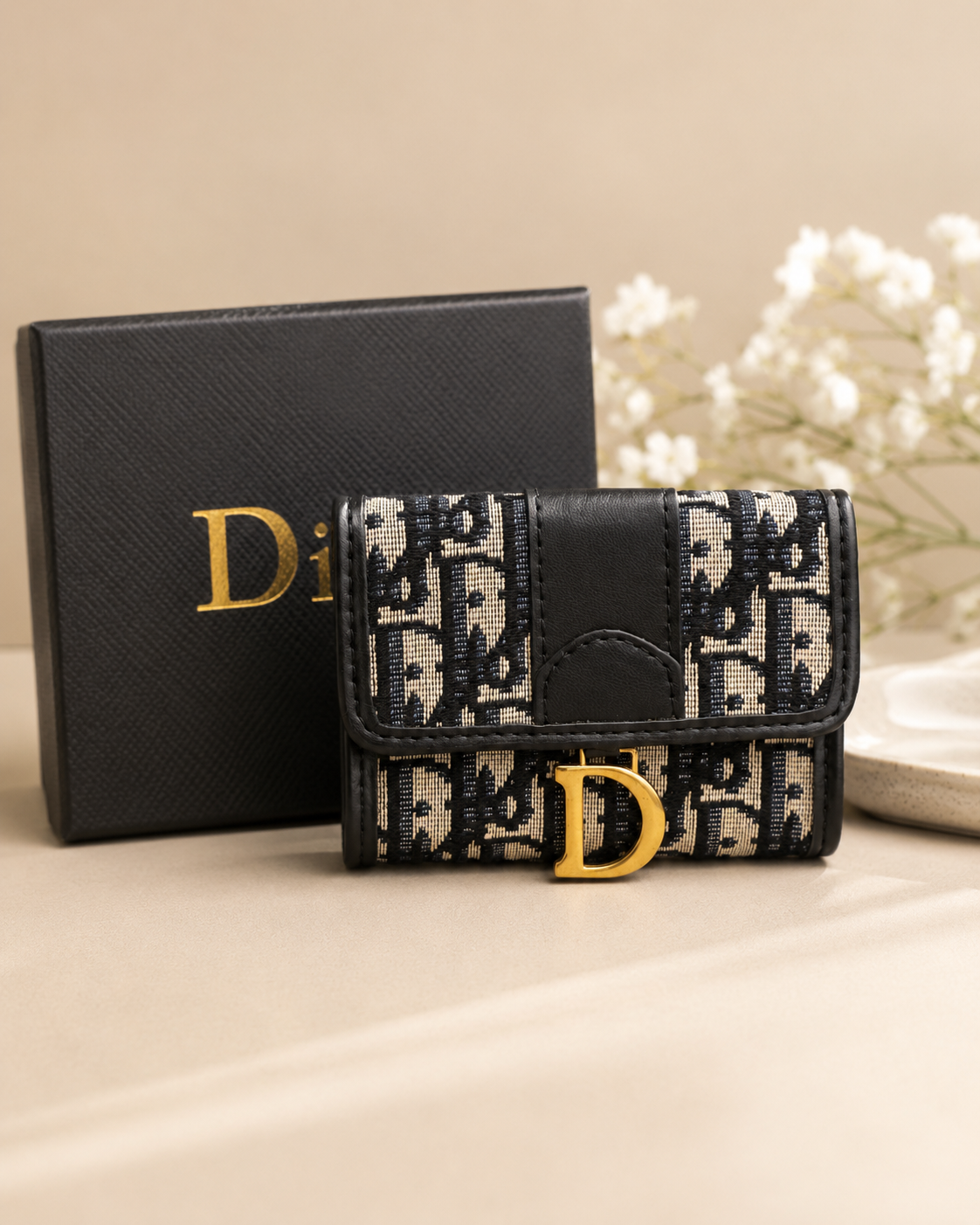 Fashion Compact Jacquard Wallet with Box