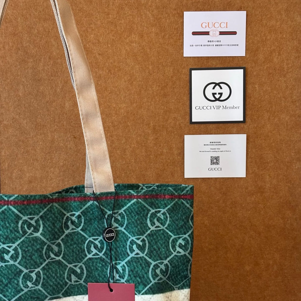 Gucci Beauty GWP Green, Red & Cream Monogram Shoulder Tote Bag
