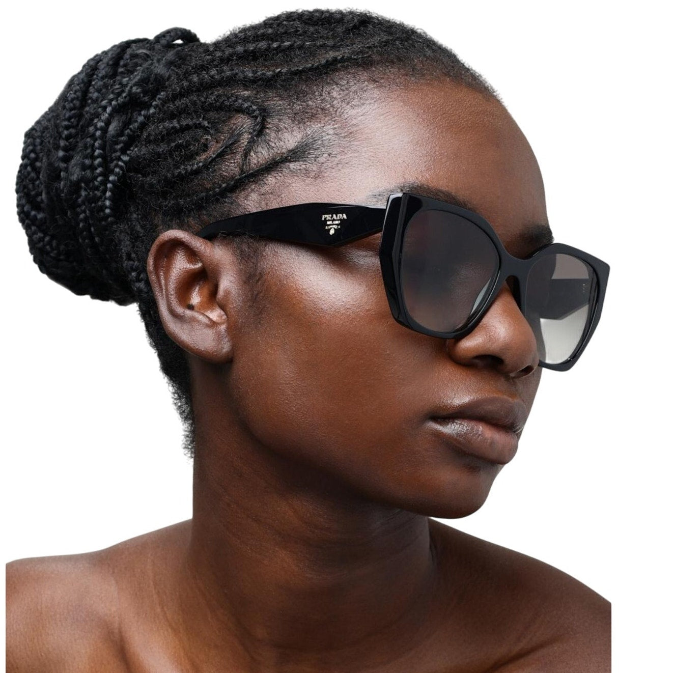 Prada PR 19ZS Oversized Frame Sunglasses Black Size 55