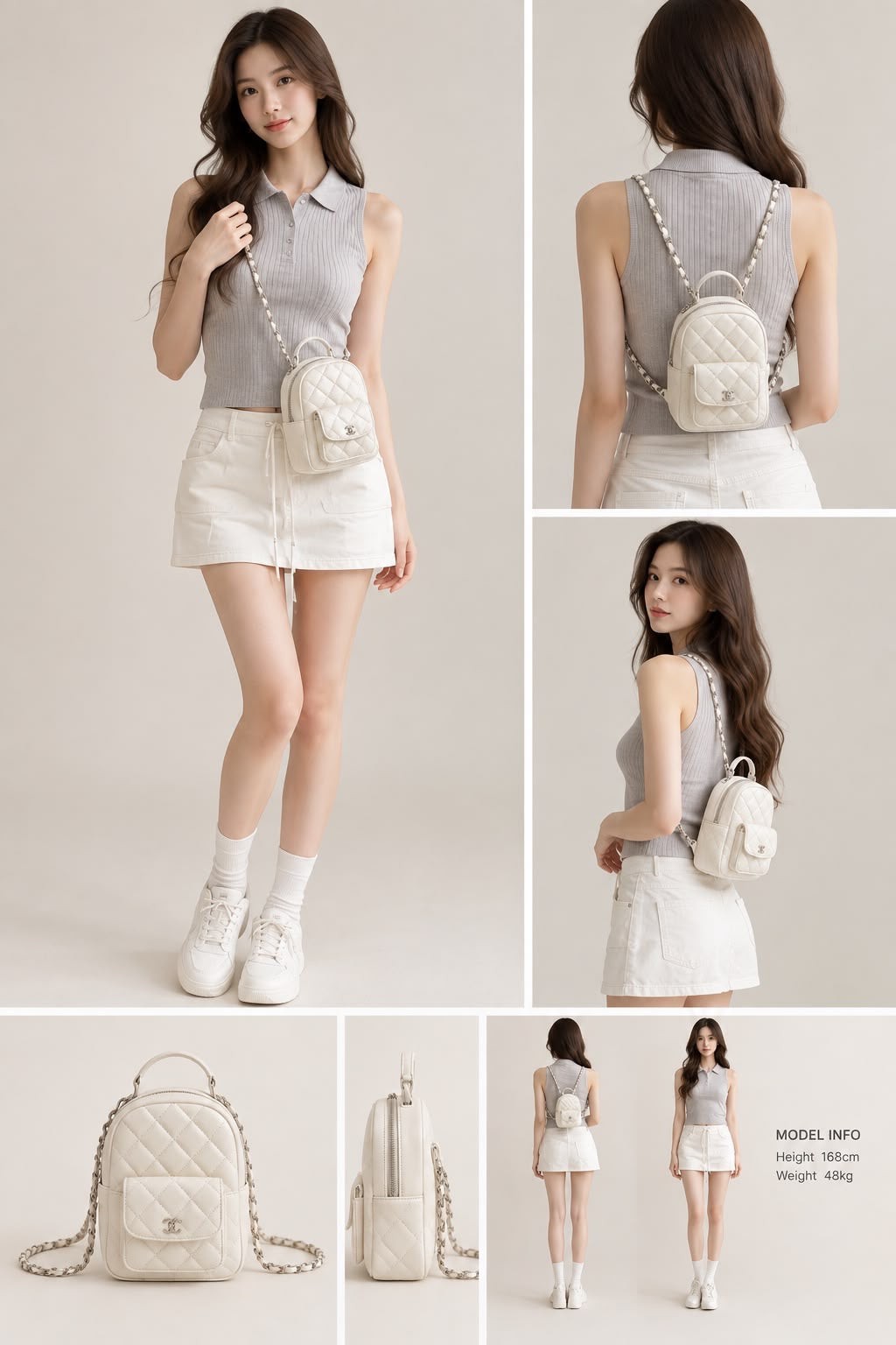 Quilted Mini Backpack GWP – Silver-Tone Hardware