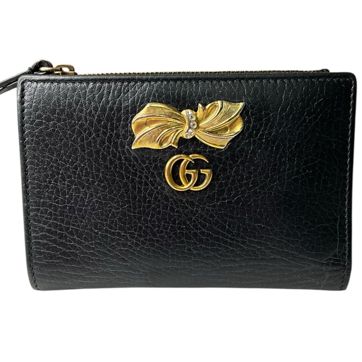 Gucci Calfskin GG Marmont Bow Flap Wallet Black