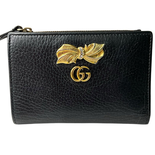 Gucci Calfskin GG Marmont Bow Flap Wallet Black