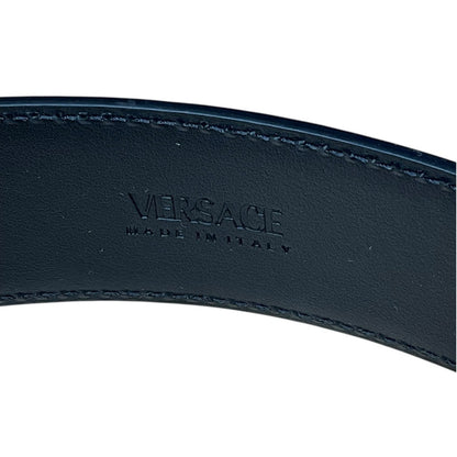 143. Versace Gold Medusa Head Black Belt