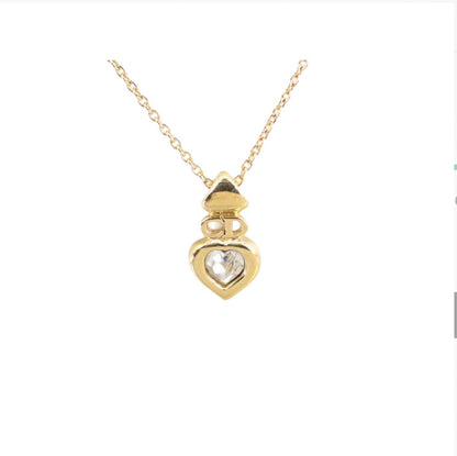 Christian Dior CD Heart Crystal Gold Necklace - Clairely Amazing