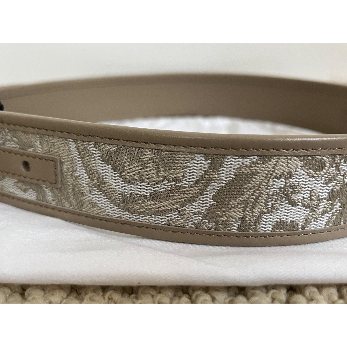 Versace Medusa Heritage Barocco Jacquard Logo Buckle Leather Belt