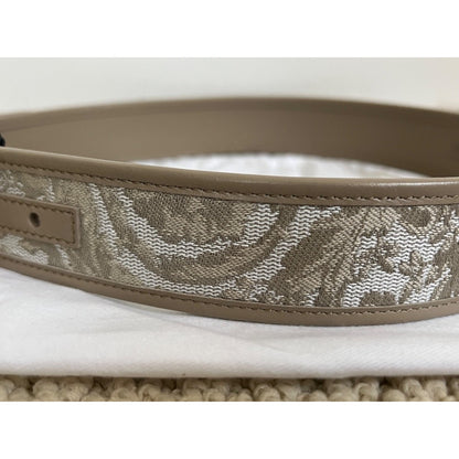 Versace Medusa Heritage Barocco Jacquard Logo Buckle Leather Belt