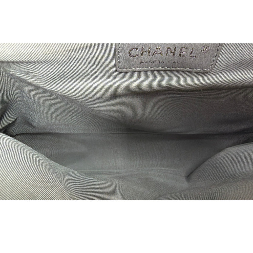 Chanel Pearl Iridescent Glazed Patent Leather Large Reverso Boy Flap Bag