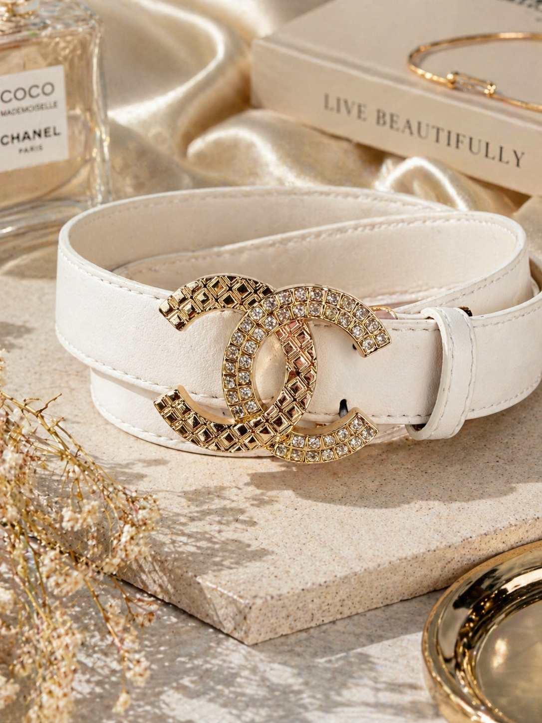 Glam Crystal Double Circle Fashion Belt