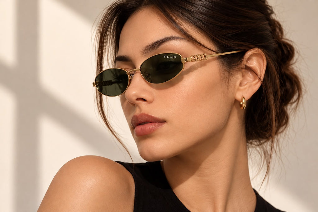 Fashion Oval Sunglasses – Black & Gold