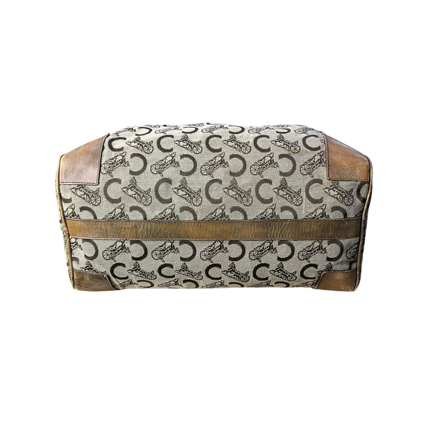 CELINE C Sulky Boston Bag Canvas Brown