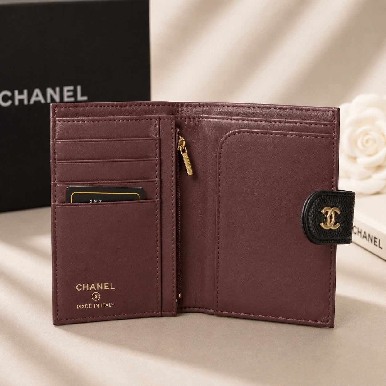 GWP Black Quilted Passport & Travel Wallet Set