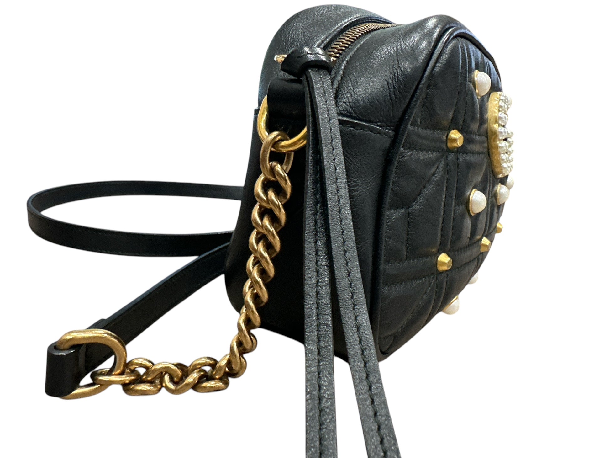 Gucci  Calfskin Matelasse Studded Small Pearly - Clairely Amazing