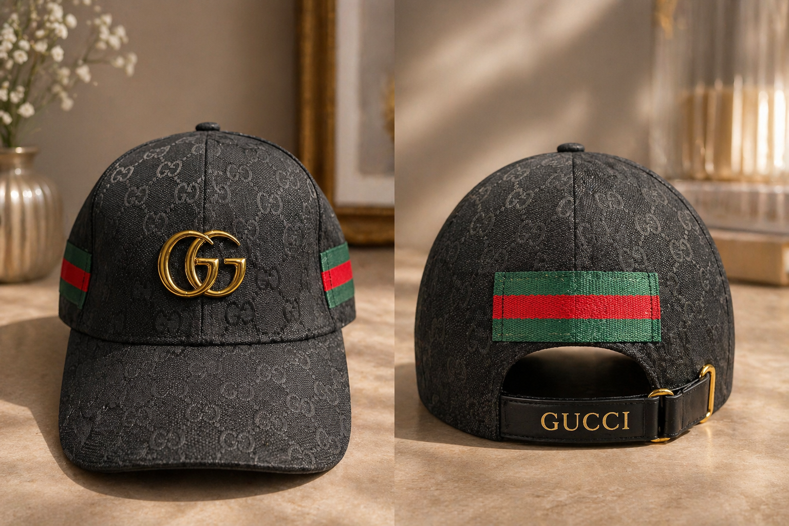 Luxury-Inspired Fashion Monogram Baseball Cap – Adjustable Designer Style Cap