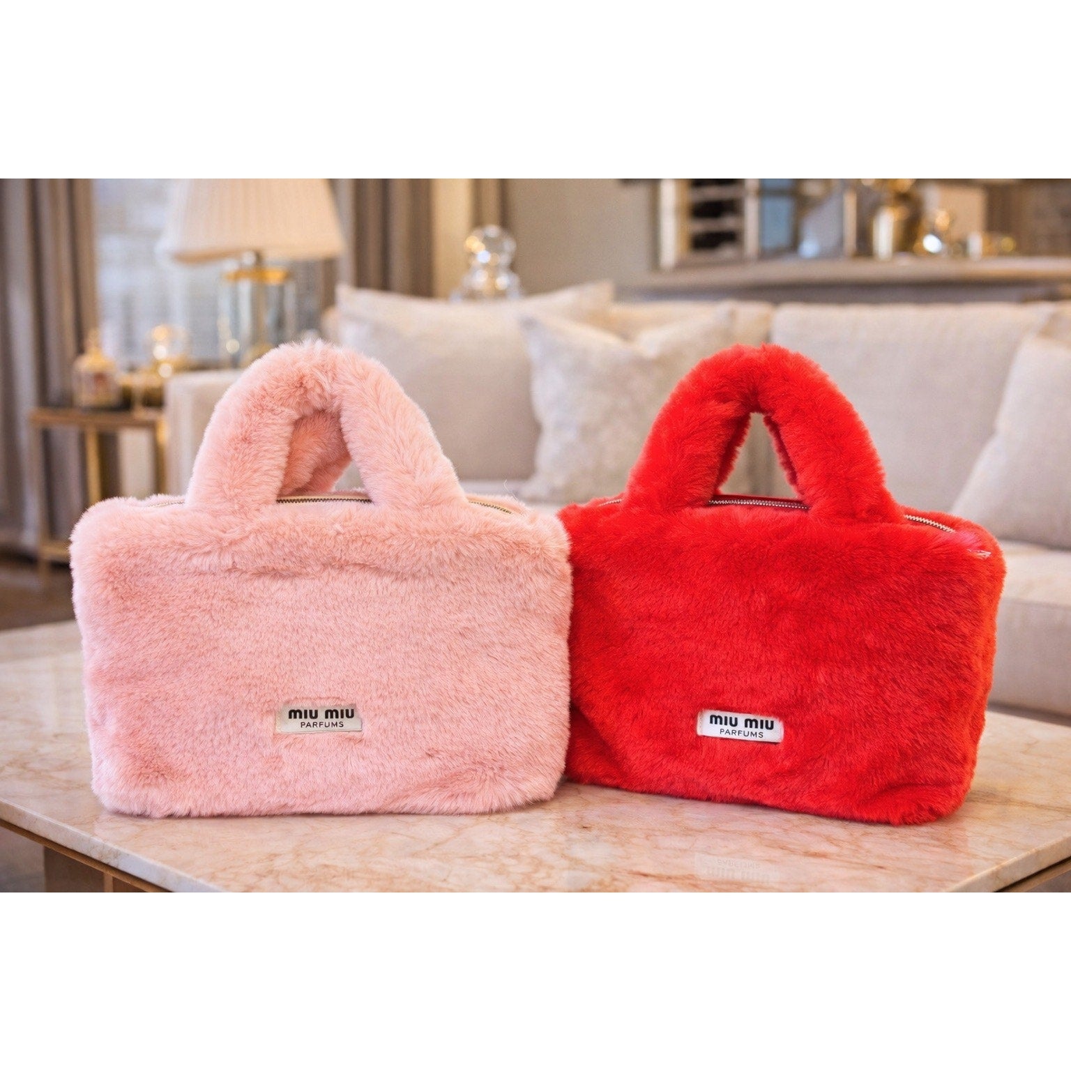 Miu Miu GWP Plush Faux Fur Tote Bag – Pink or Red