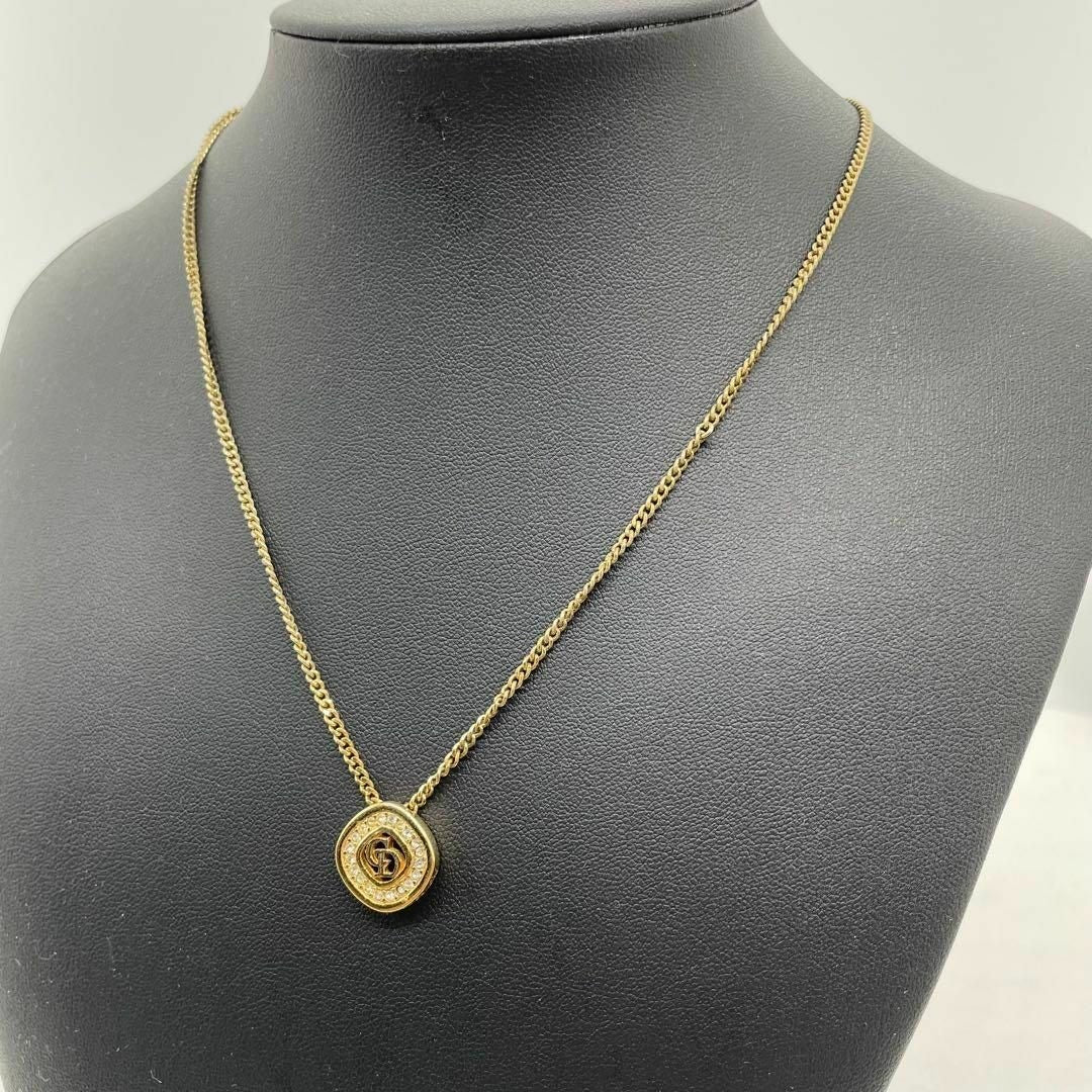 Dior Vintage CD Gold Rhinestone Necklace